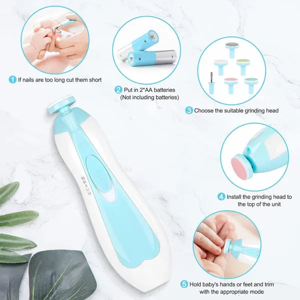Electric Baby Nail Trimmer With Grinding Heads For Newborn Infant And Toddler2