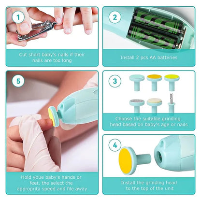 Electric Baby Nail Trimmer With Grinding Heads For Newborn Infant And Toddler2
