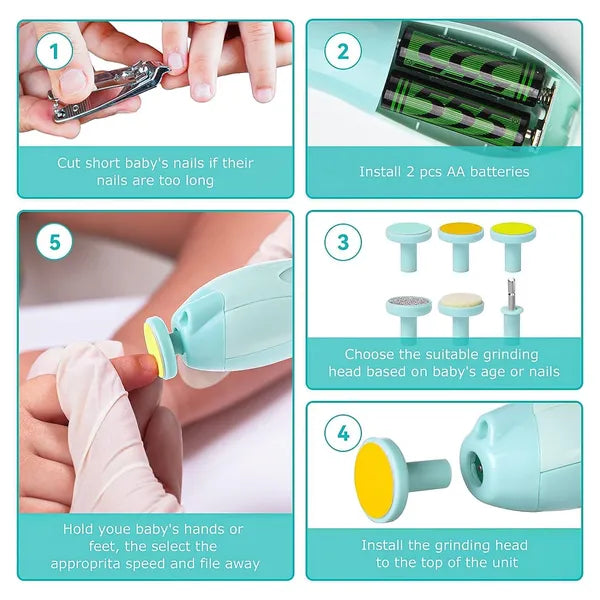 Electric Baby Nail Trimmer With Grinding Heads For Newborn Infant And Toddler2
